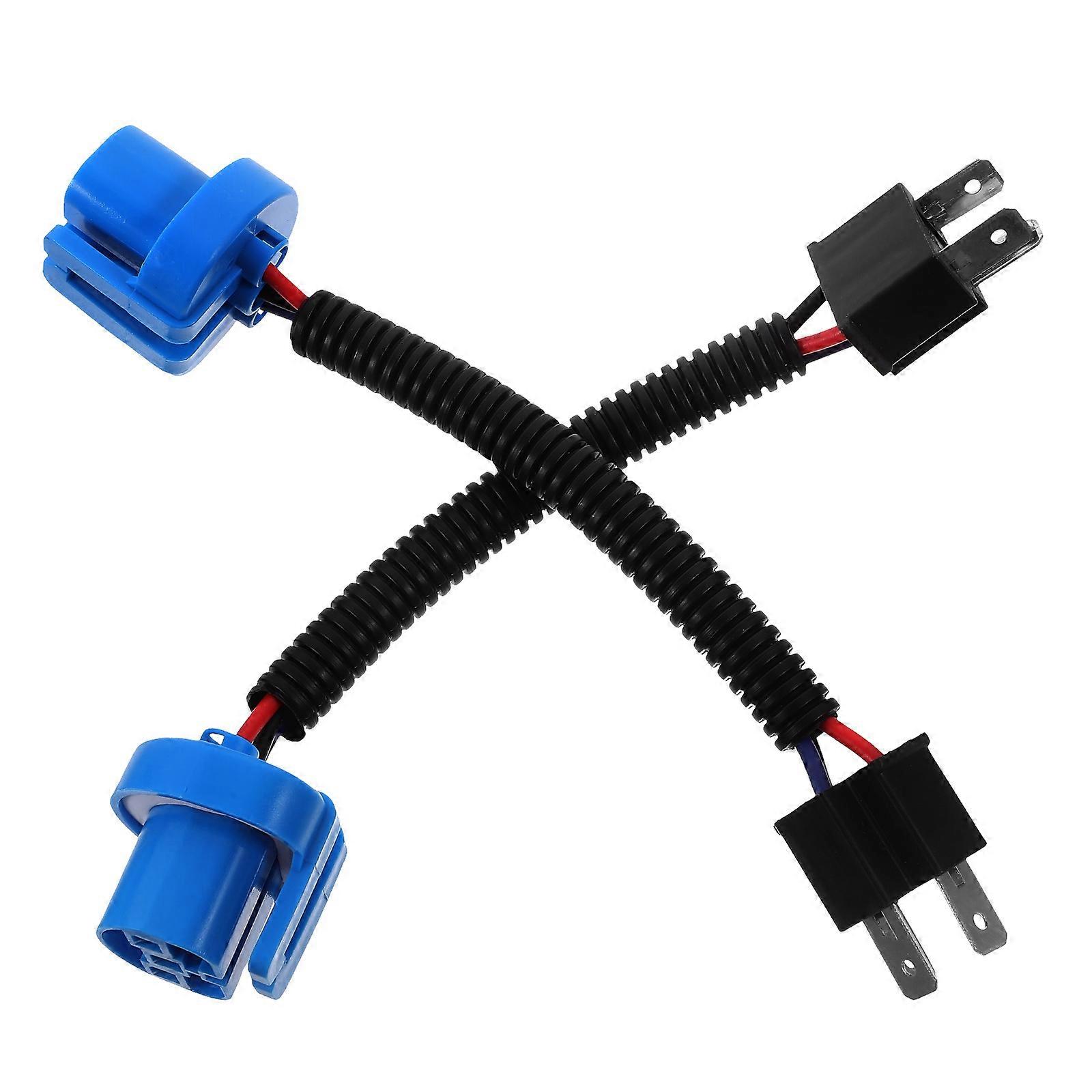 2pcs Car Headlight Wiring Harness Car Light Wire Sockets Headlight Conversion Cable Adapters(H4 to 9007)