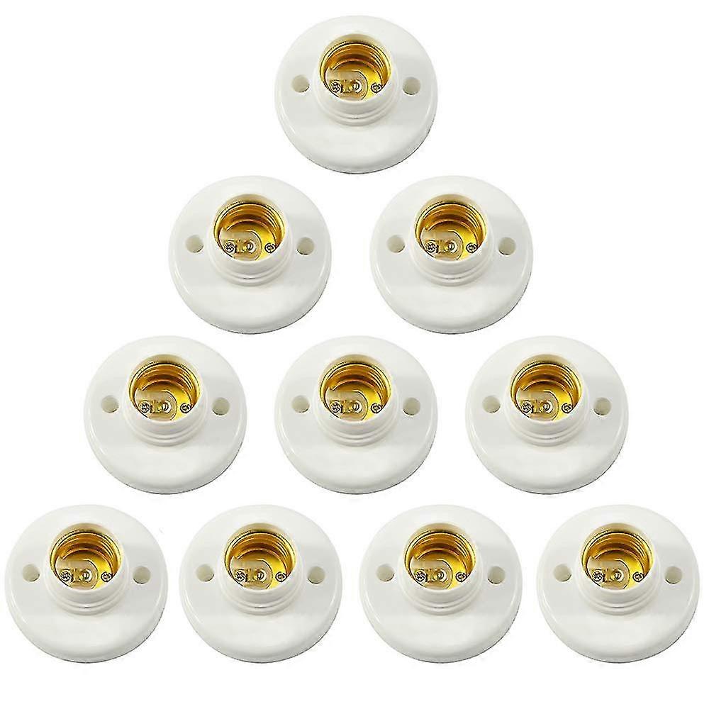 E27 Lamp Holder, Wall Screw Socket, Led Bulb Base Converter Adapter, For E27 Bulb Plastic Round Screw Socket 10pcs