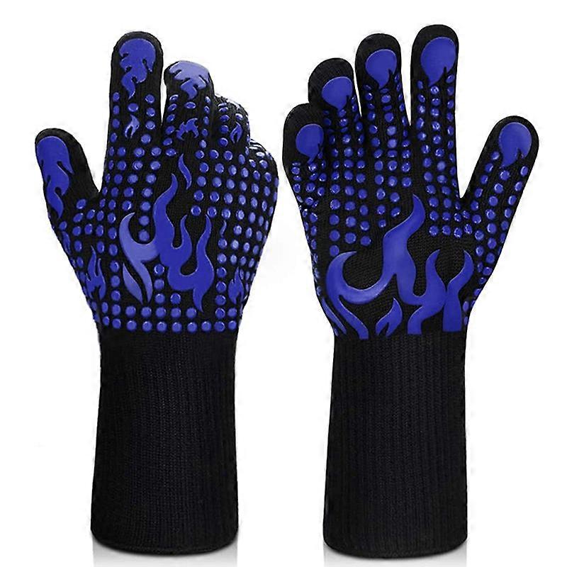 2PCS BBQ Oven Gloves 800 Degrees Fireproof Heat Resistant Gloves Silicone Oven Mitts Barbecue Heat Lnsulation Microwave Gloves
