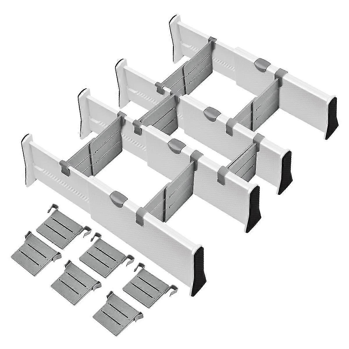 Drawer Dividers Organizer 4 Pack, Adjustable Separators with 6 Inserts 4Inch High Expandable From 1