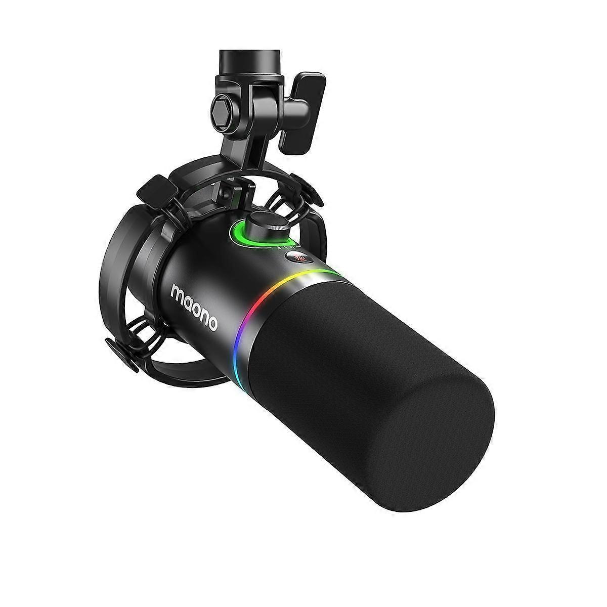 Dynamic Microphone for Gaming Recording Streaming Metal Mic with Software Tap-To-Mute Gain Knob PD