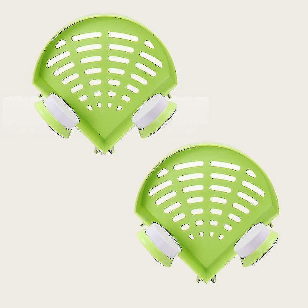 Bathroom Wall-mounted Triangular Suction Cup Storage Rack(green2pcs)