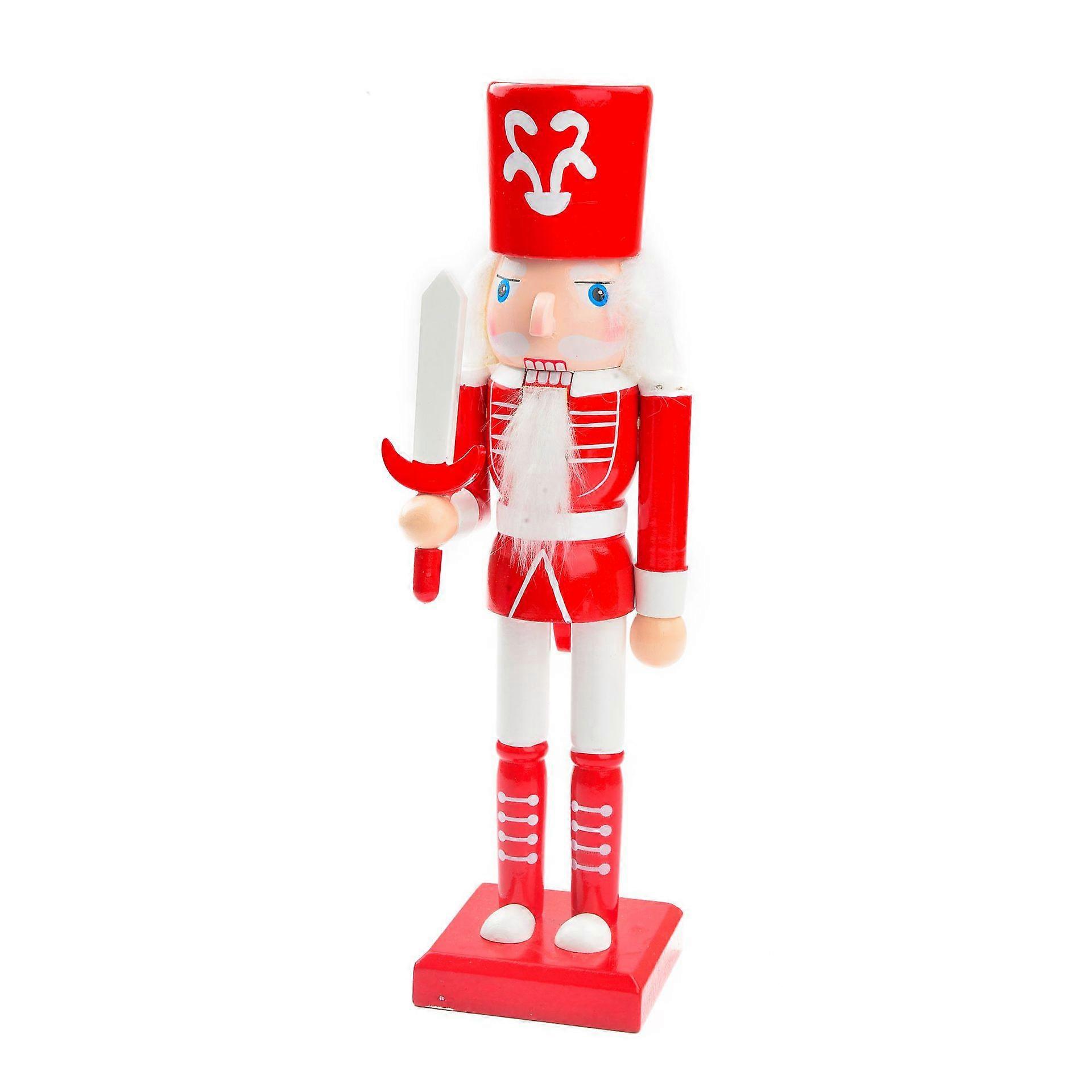 Christmas Nutcracker Decoration Wooden Nutcracker Figure Tabletop Cartoon Nutcracker Ornament