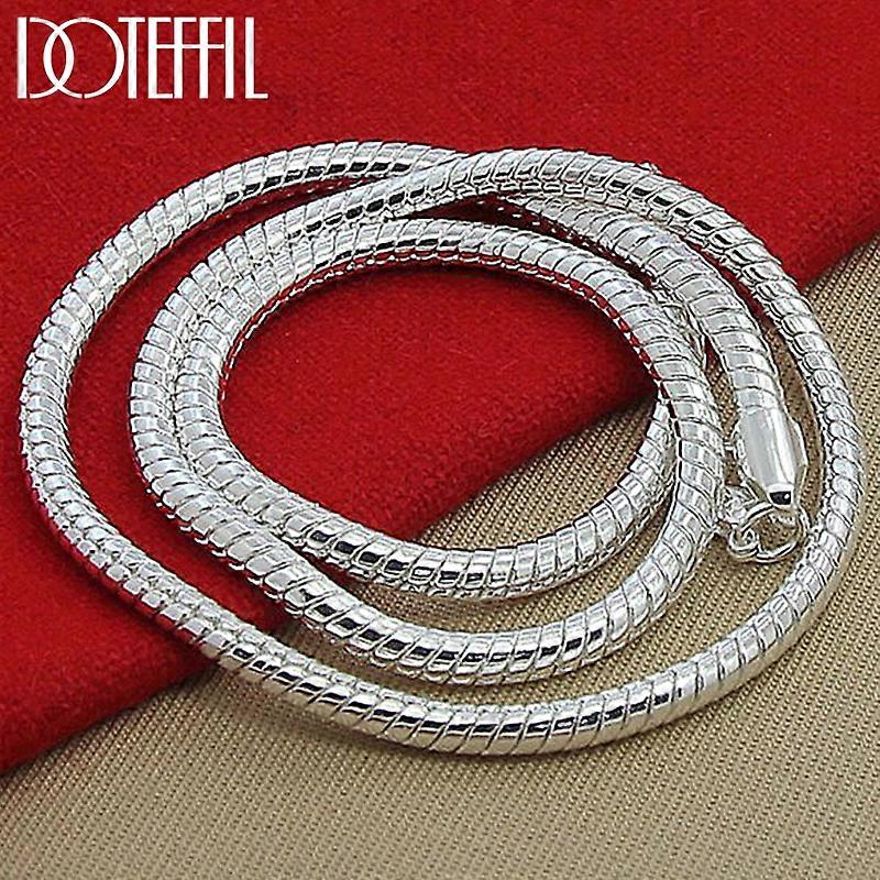 Silver 16/18/20/24/22/24/26/30 Inch 3mm Snake Chain Necklace For Woman Man Wedding Engagement Jewelry