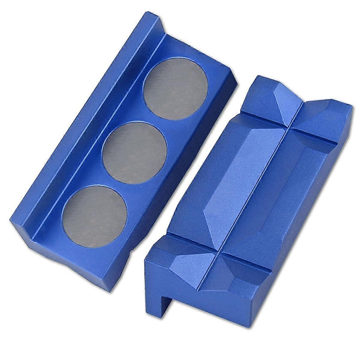 4Inch Vise Jaw Pads Magnetic Aluminum Vise Jaw Caps Reversible Pipe Vise Multipurpose Vise Protecti