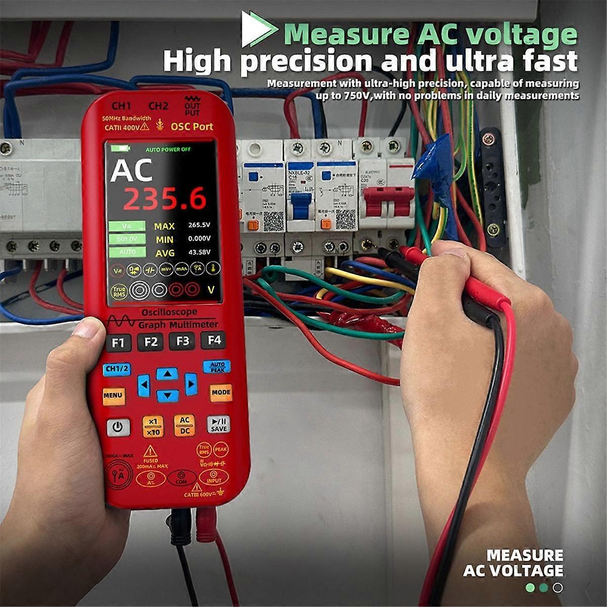 O9 Handheld Oscilloscope Digital Multimeter+Function Signal Generator 3-in-1 Dual Channel 50MHZ Graphic Meter