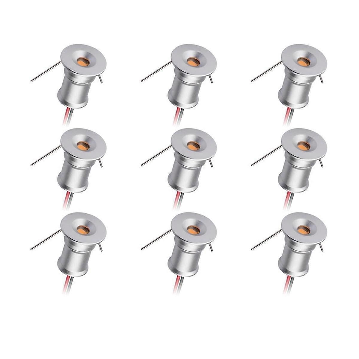Mini Downlight DC12V 1W 3000K 9 Pack Silver Shell, Used for Indoor Wardrobe Lighting, Cabinet Light