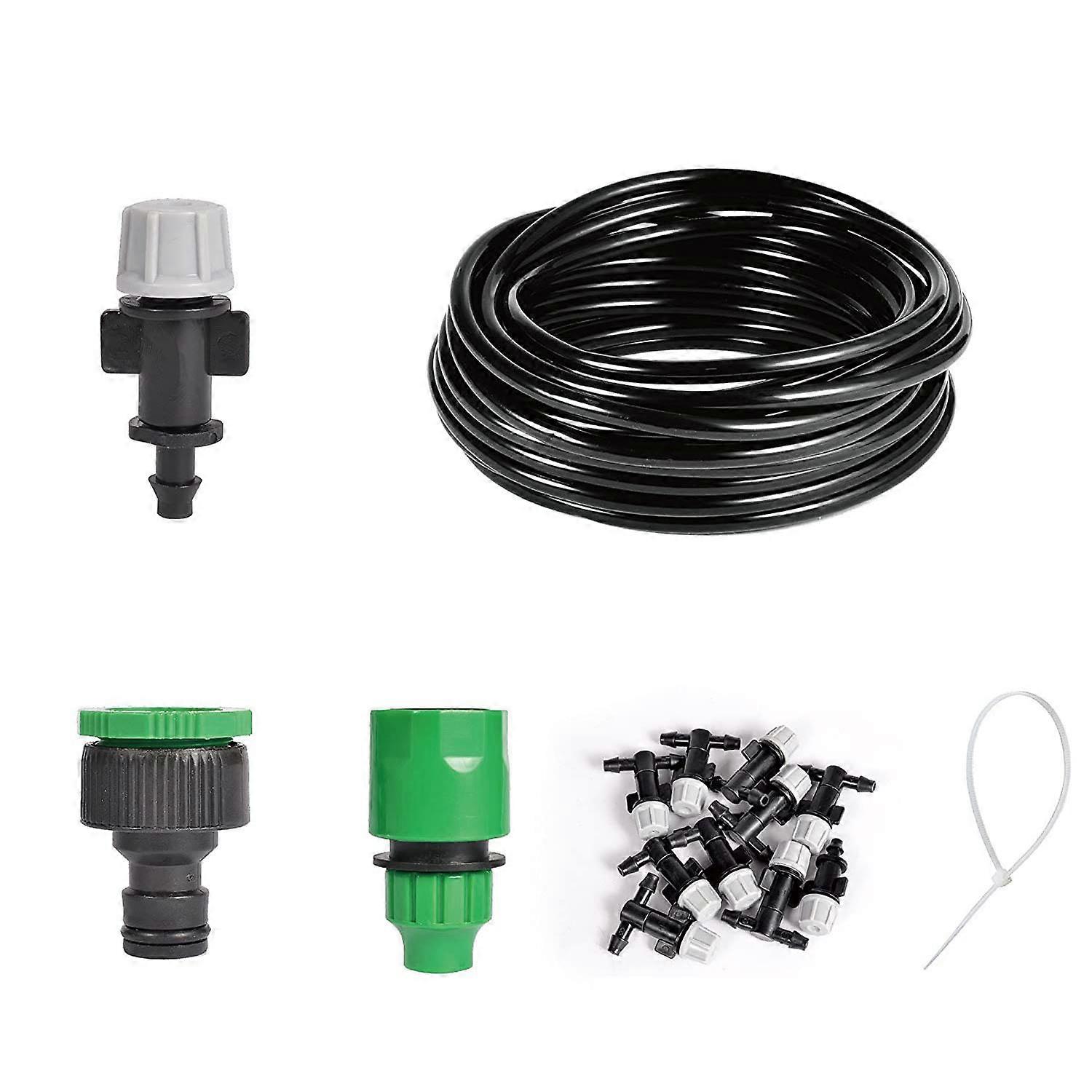 Home Garden Patio Misting Mini Flow Drip Irrigation Misting Cooling System with Mist Nozzle Sprinkl