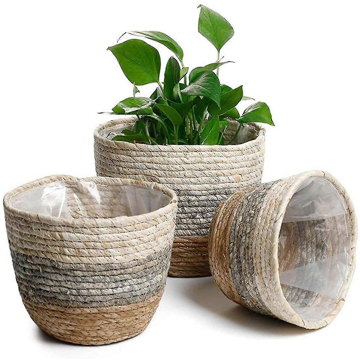 Stroh Weben Blumentopf Dekor, Blumentopf Stroh Pflanzkorb