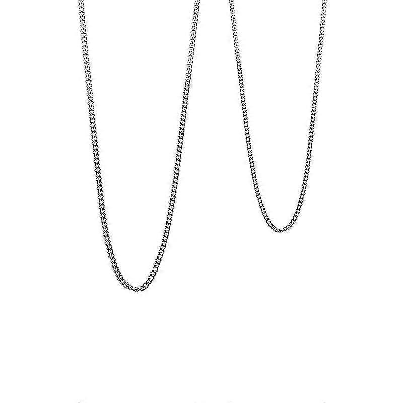 Wabjtam 2.5mm Silver Tone Chains For Men, Mens Necklace Chains Stainless Steel Cuban Link Chain Necklace For Men And Boys, Mens Chain 25inch