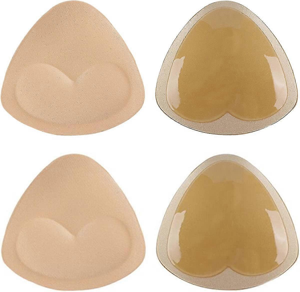 Self-adhesive Bra Pads Inserts, Removeable Silicone Triangle Push Up Pads With Massage 2 Pairs