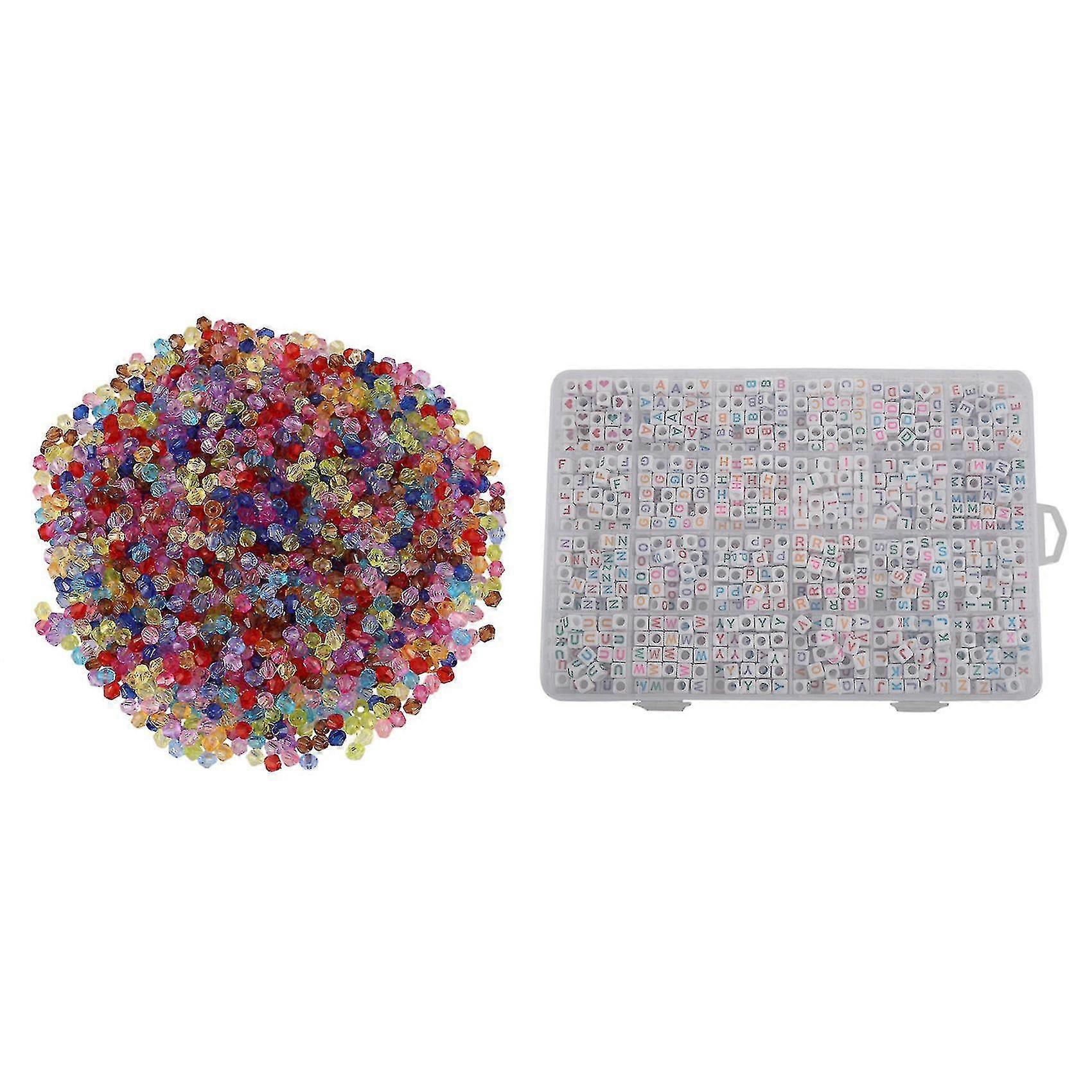2000 Mixed Bicone Acrylic Tiny Spacers Beads 4x4mm