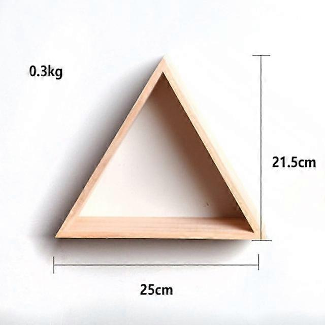 JWL-Wooden Triangular Wall Mount Shelf Decorative Rack Home Organizer Stand Decor