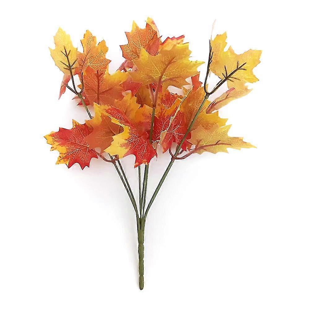 1/4pcs Simulation Maples Leaves Branches 7 Branches Autumn Fall Maples Leaf Stem Shrubs For Home