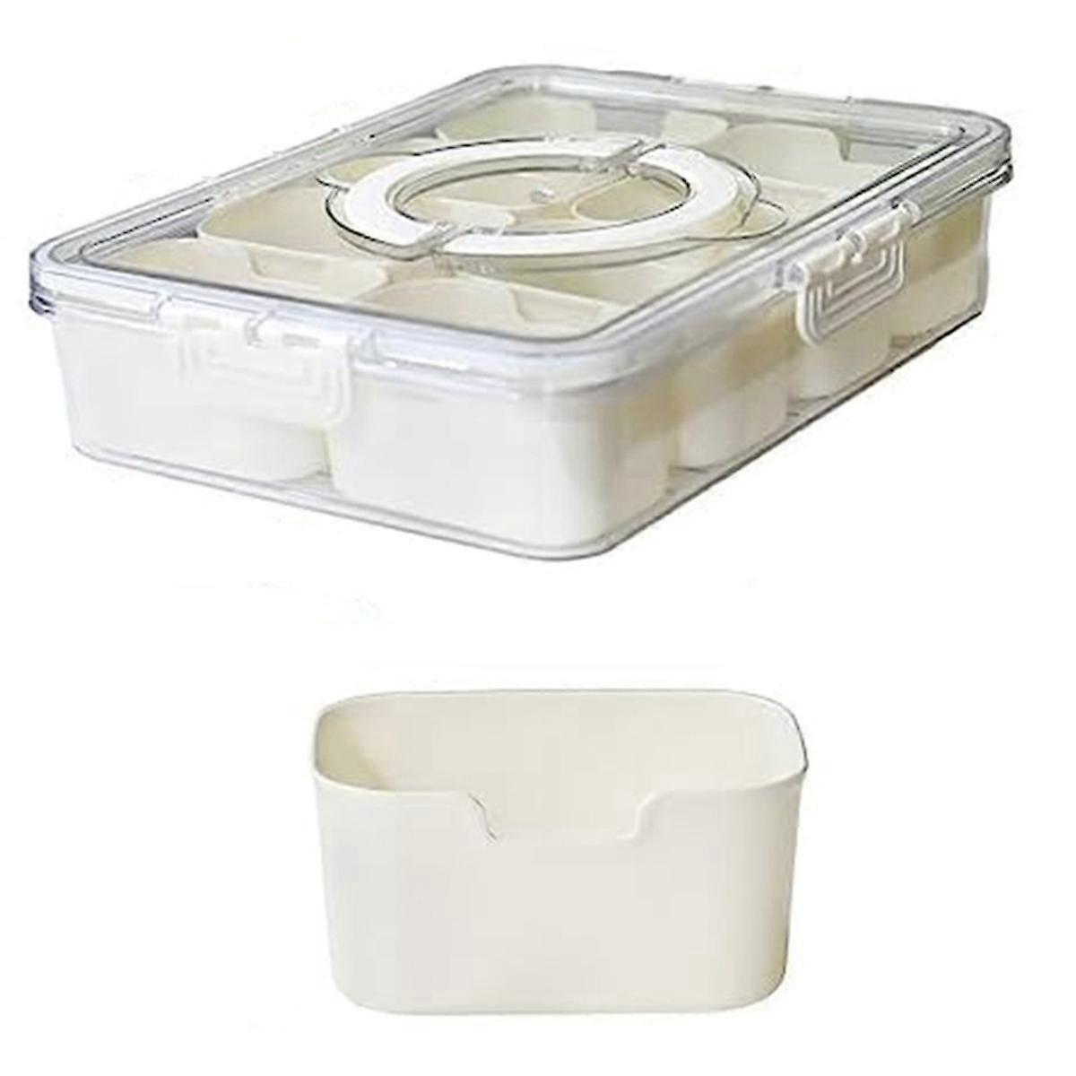 Divided Serving Tray with Lid and Handle Snackle Box Charcuterie Container Portable Snack Platter O