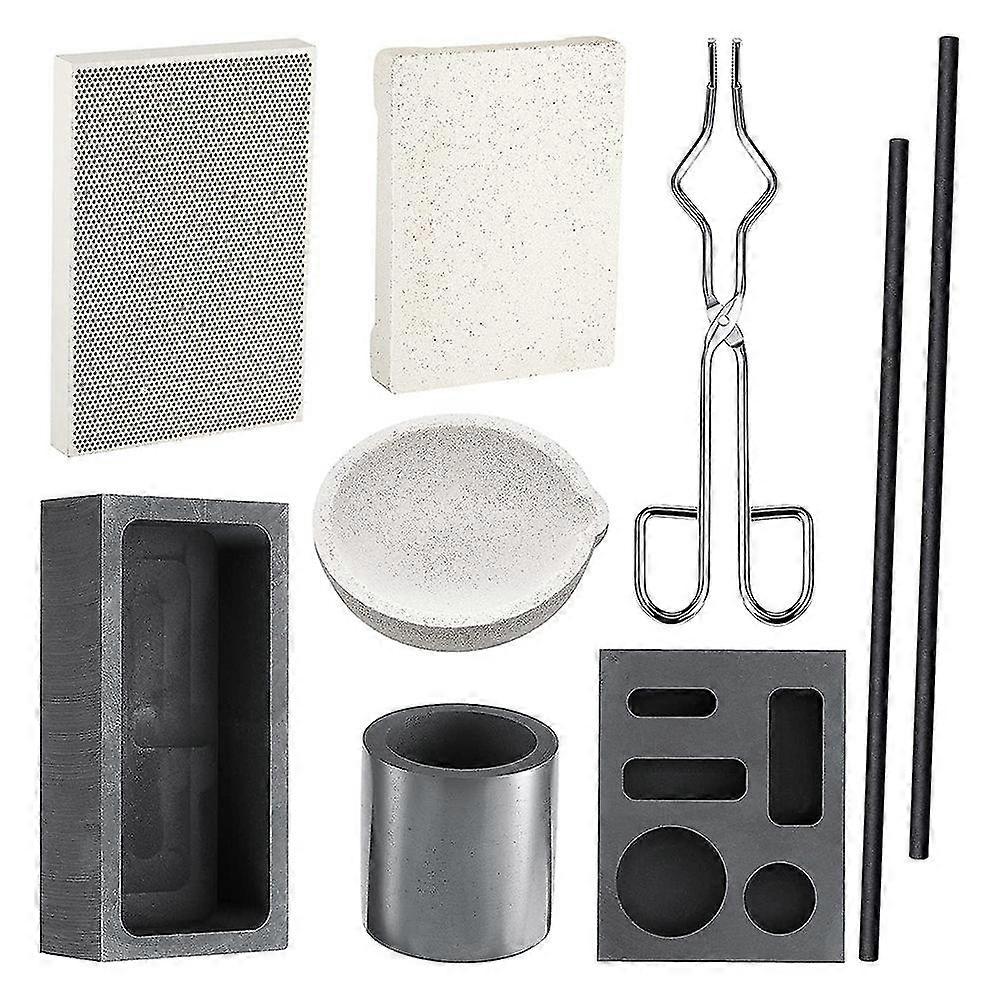 9 Pcs Torch Melting Casting Kit Crucible Set Ingot Torch Melting Kit, For Metal Gold Silver And Cop Y
