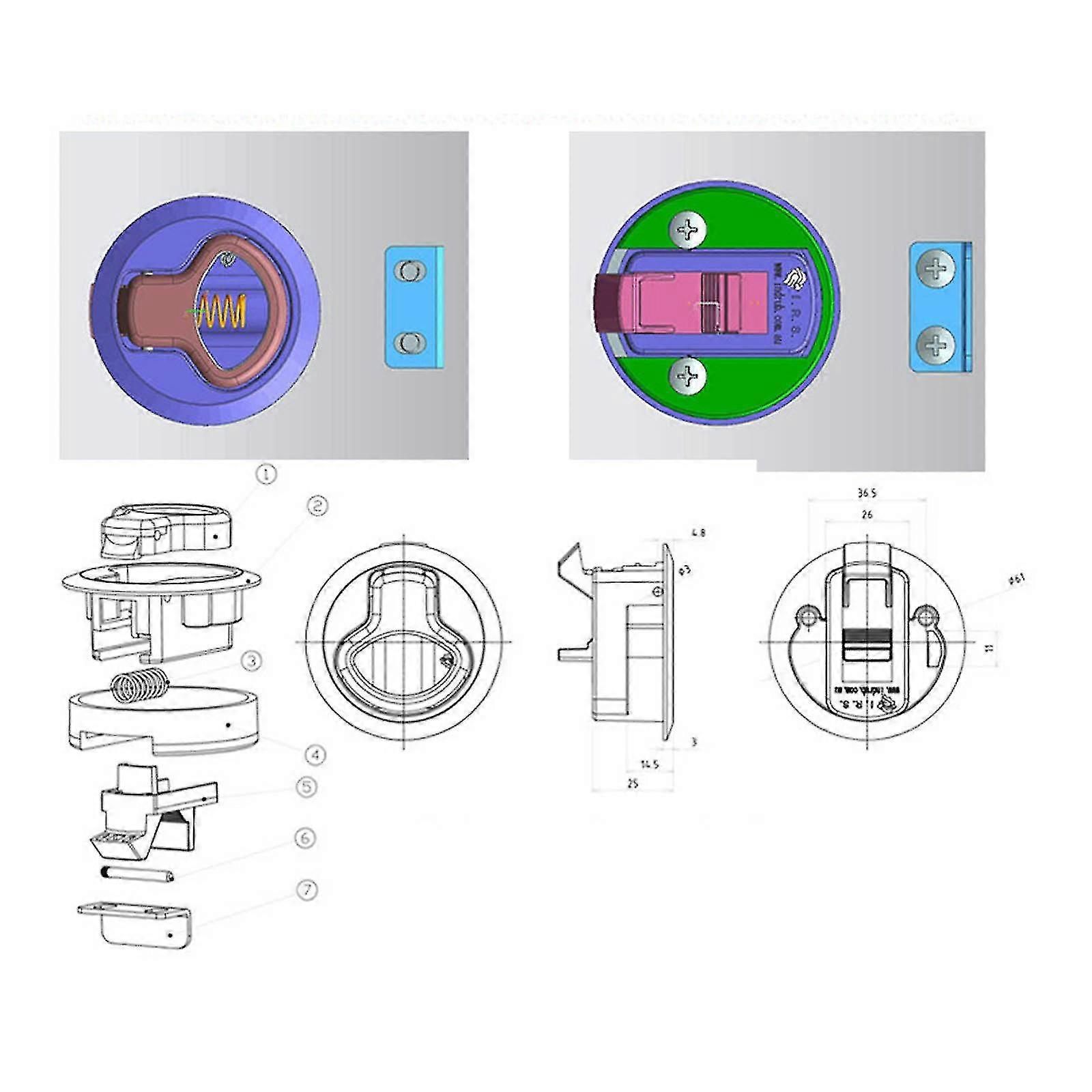 Pull Lock Roestvrij staal Flush Pull Latch Flush Hatch Locker Pull Latch Pull Lift Hatch Valslot Meubelslot voor Camping Boot Caravan Flush Hatch Locker Cabinet Pull Lift Hatch Slot 2 stuks