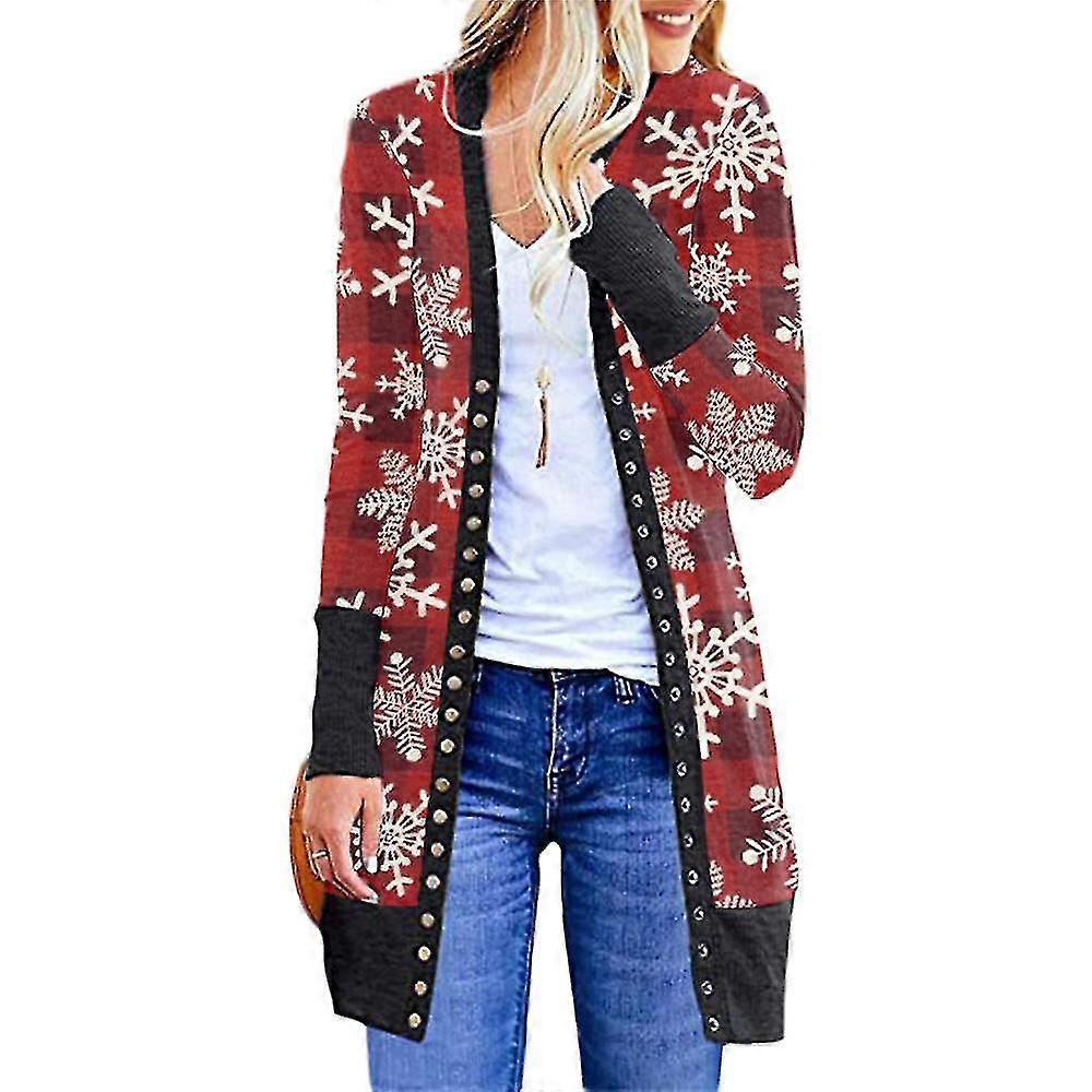 Cardigan de Crăciun Femei cu maneca lunga Xmas Jumper Casual Open Front Coat
