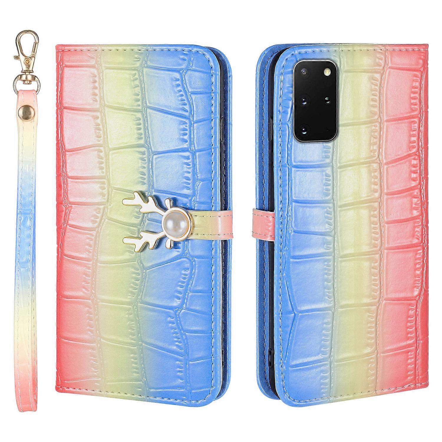 Elk Pattern Phone Case for Samsung Galaxy S20 Plus with Card Holder, lanyard, PU Leather Material, Wallet Function, Corner Fall Protection