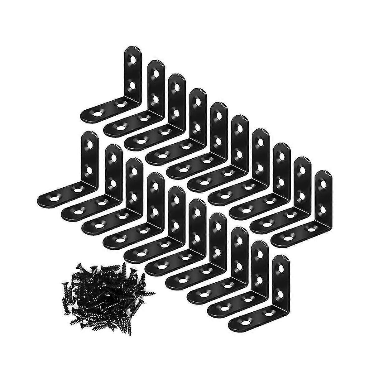 20 قطعة L قوس قوس الزاوية ، الصلب L بين قوسين للأرفف ، دعامة الزاوية المعدنية للأثاث الخشبي