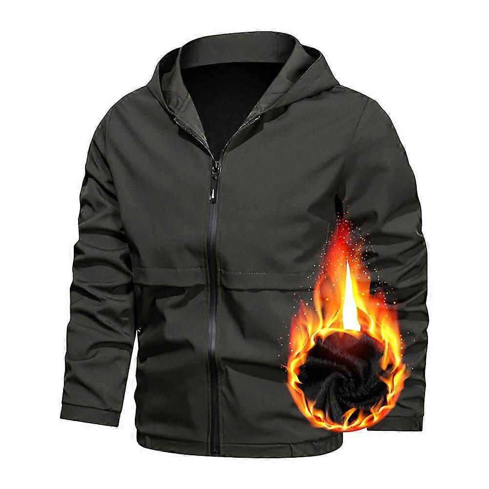 VAWAN Mens Solid Color Hooded Casual Jacket