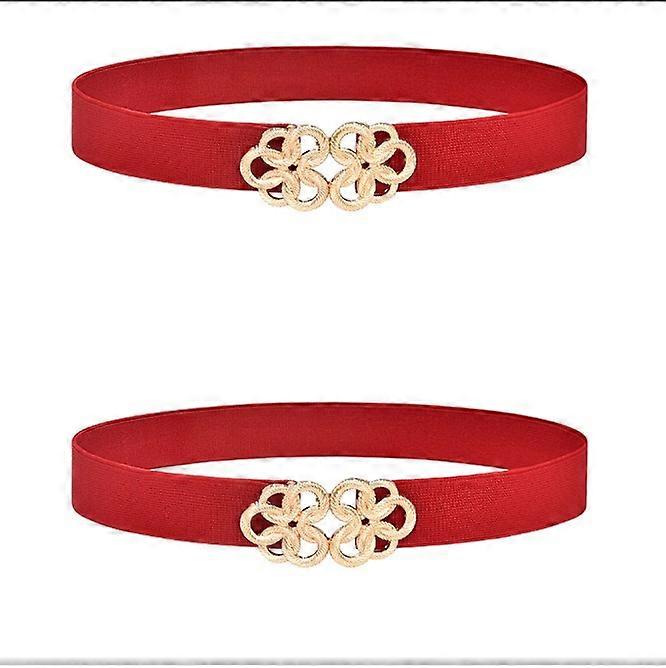 1 Metall Interlocking Buckle Elastiskt bälte för kvinnor Ladyred