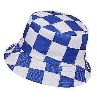 Summer Cotton Black and White Grid Printing Fisherman's Hat Unisex Street