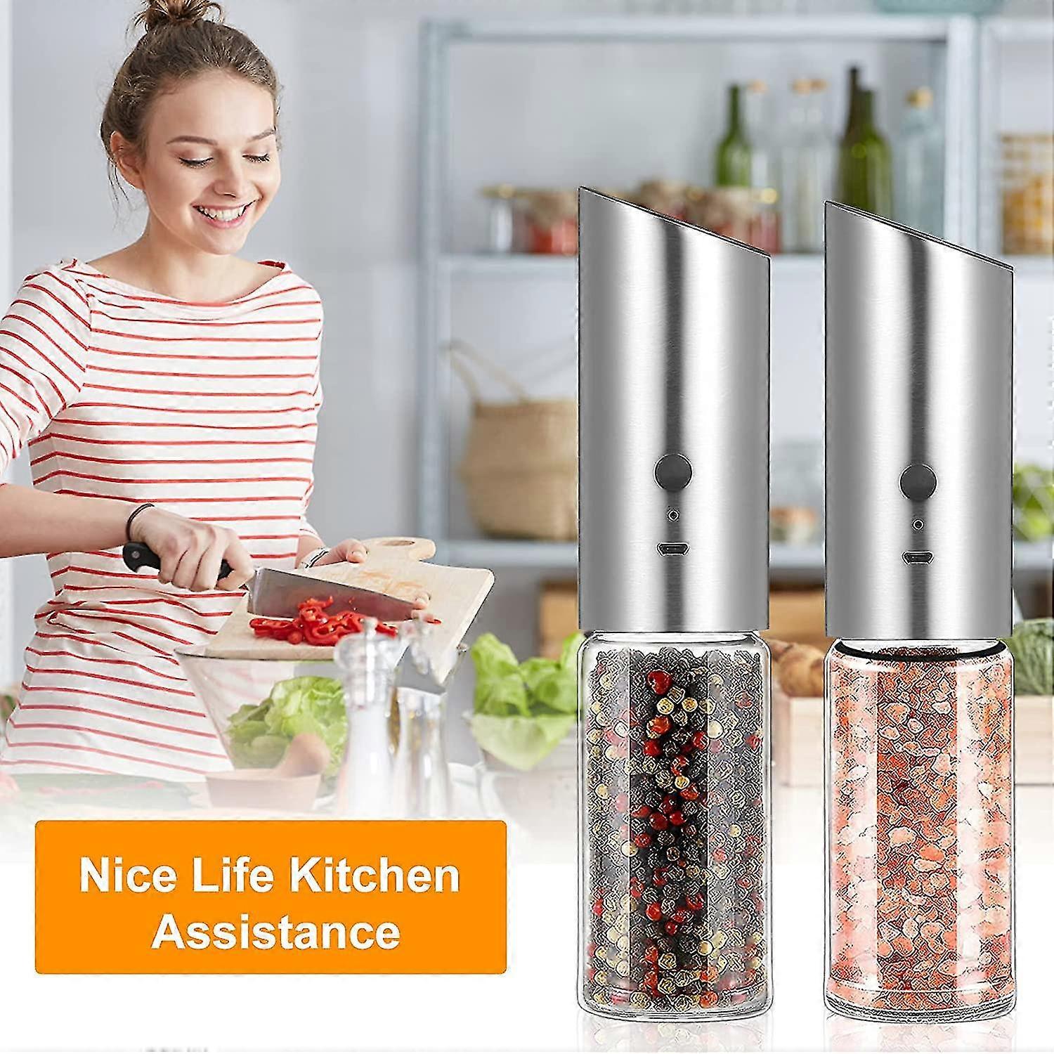Electric Pepper Mill Machine Tool Salt Grinder Usb Powered Operated/ 200ml Big Capacity Jar/built-in 1200mah High Capacity Rechargeable Cell/adjustabl
