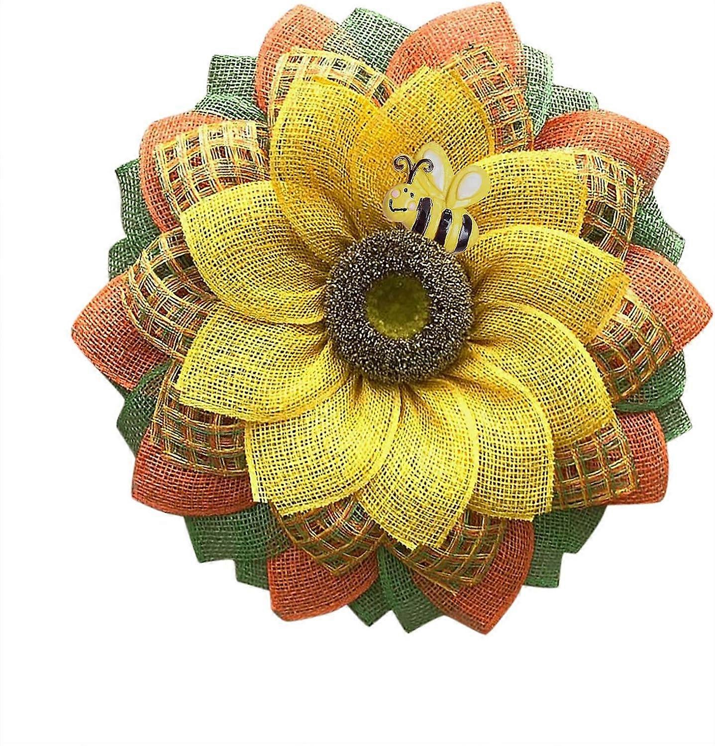Artificial Wreath - Simulation Bee Sunflower Wreath for Door Decoration