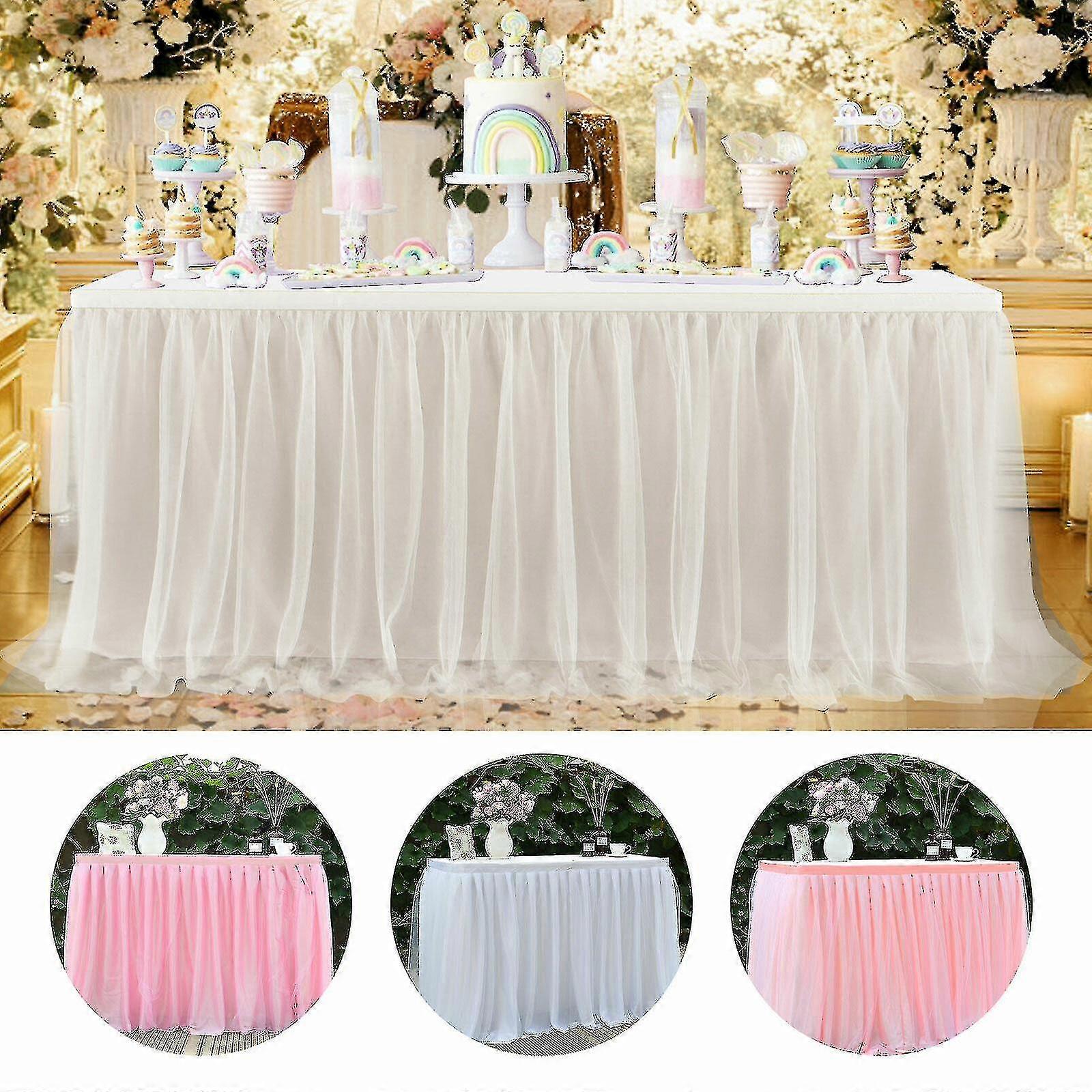 Champagne tyll bordskjørt for bryllupsbeholder