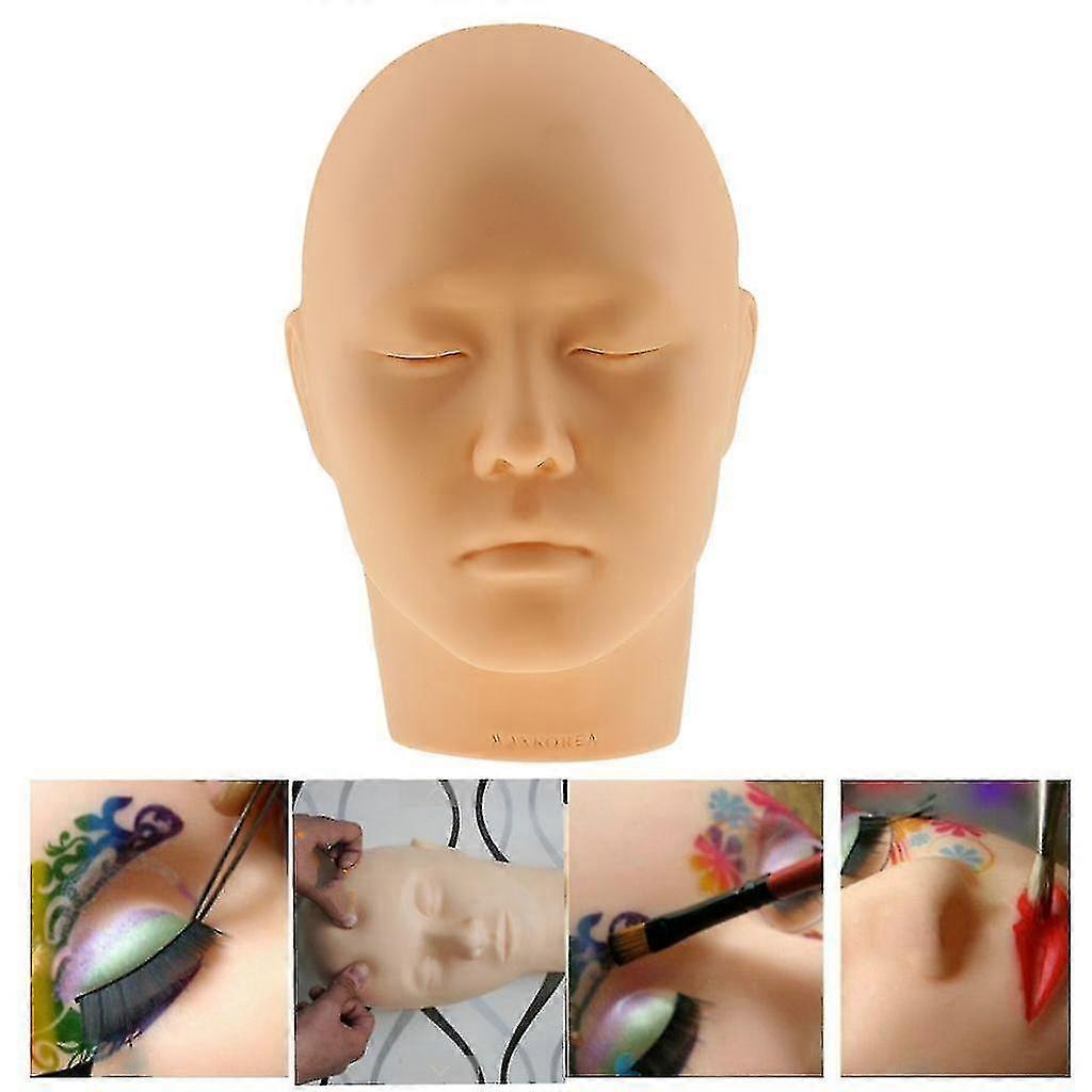 Soft Silicone Massage Eyelash Makeup Practice Training Mannequin Head