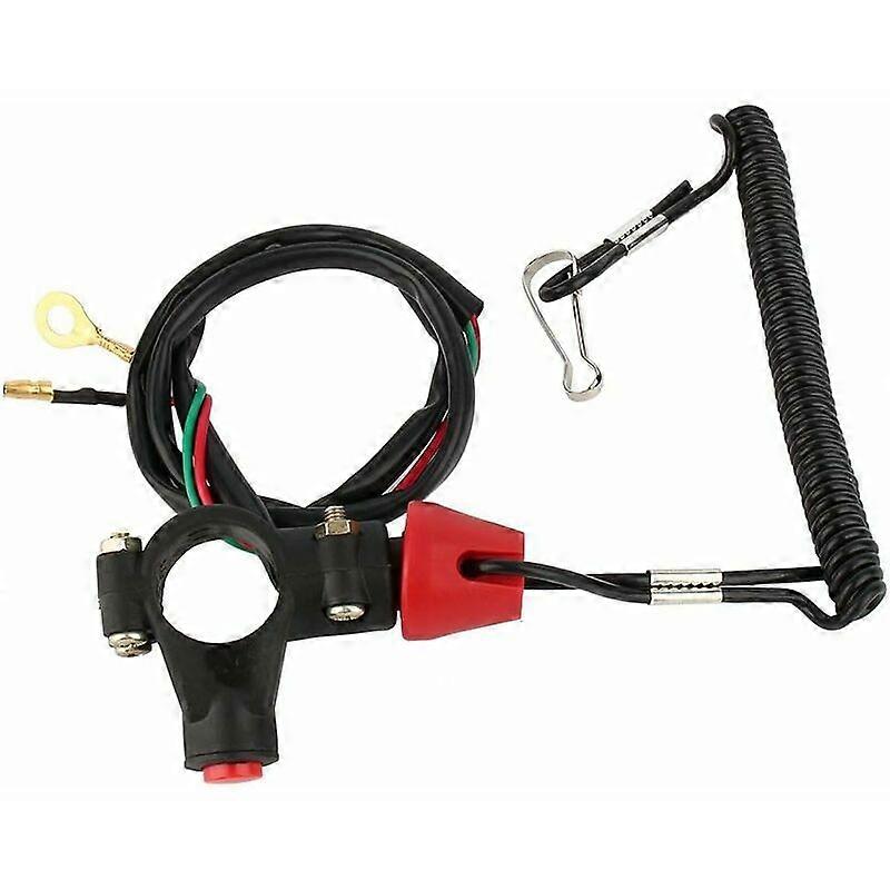 Motorcycle Engine Closed Stop Button, Keenso Universal ATV Outboard Boat Motorcycle Engine Stop Switch and Safety Tether Lanyard