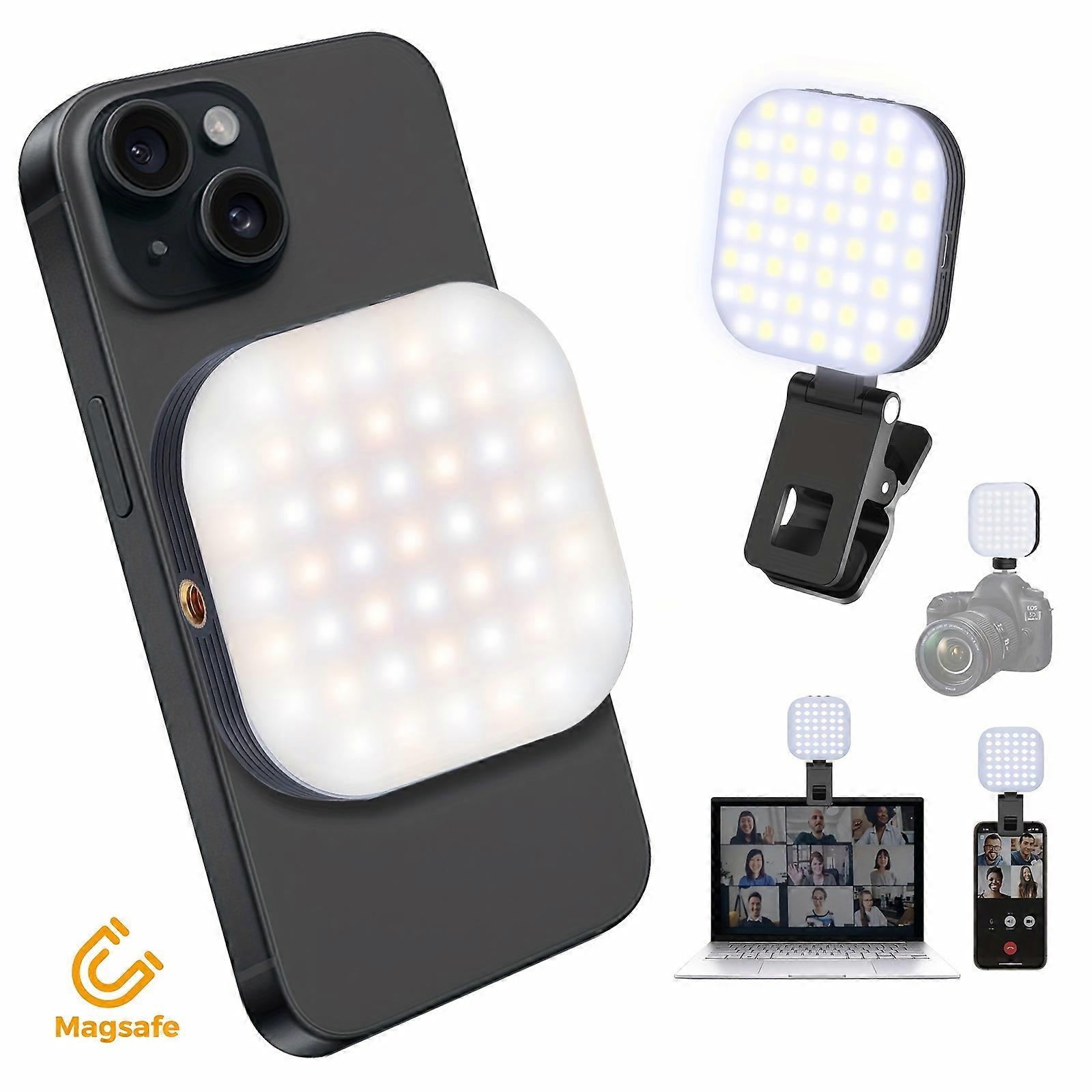 Magnetic Rechargeable Selfie Light With Clip Suitable For Phone, Tablets, Laptops, Cameras, With 3-Light Modes And 5-Brightness Levels, 1000mAH, 360Ad