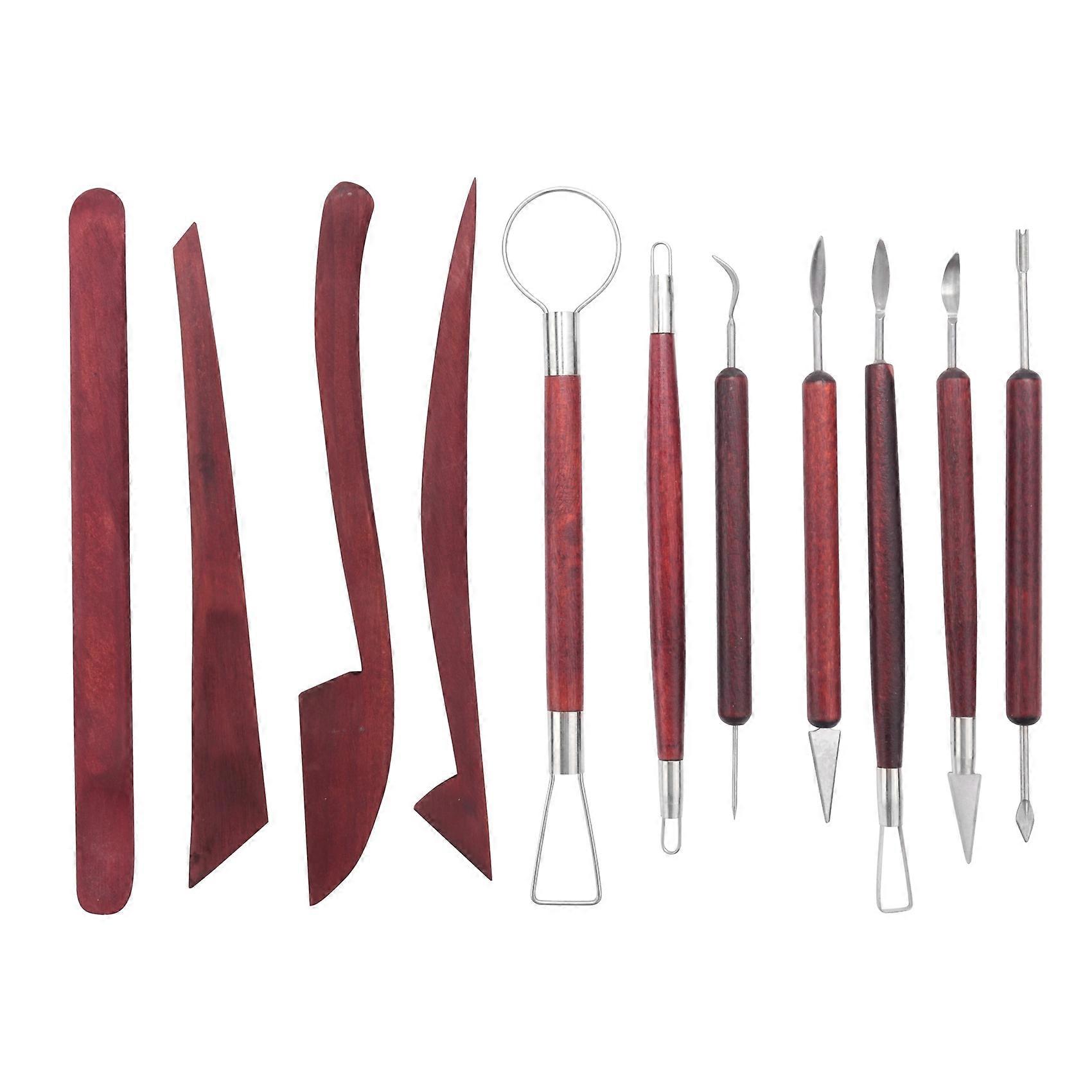 11 Pieces Clay Sculpting Set Wooden Handle Clay Pottery Sculpting DIY Wooden Clay Double-Sided Carv