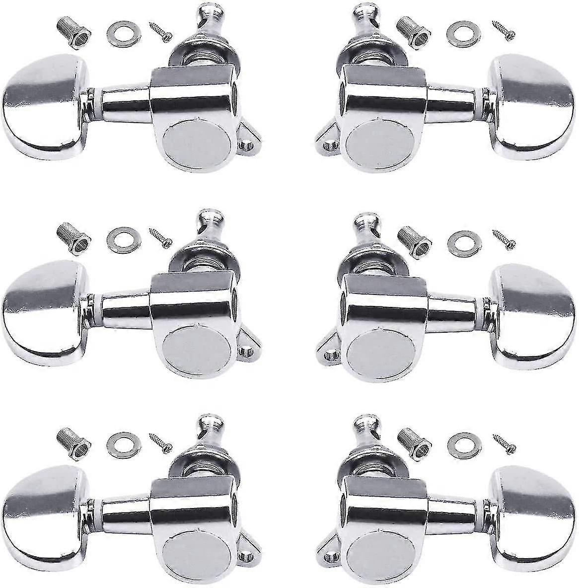 6pcs 3l3r Acoustic Guitar Tuning Pegs Machine Head Tuners, Knobs Tuning Keys, Wear-resistant, Guitar String Tuning Pegs Machine, Enclosed Locking Tune