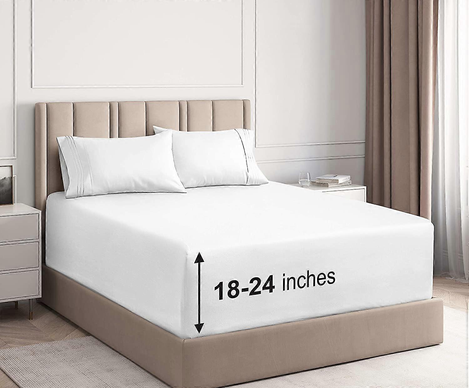 Extra Deep Pocket Sheets-4 Piece Sheet Set-King Size Sheets Deep Pocket-Extra Deep Bed Sheets-Deep King Fitted Sheet Set-Super and Ultra Deep Sheets