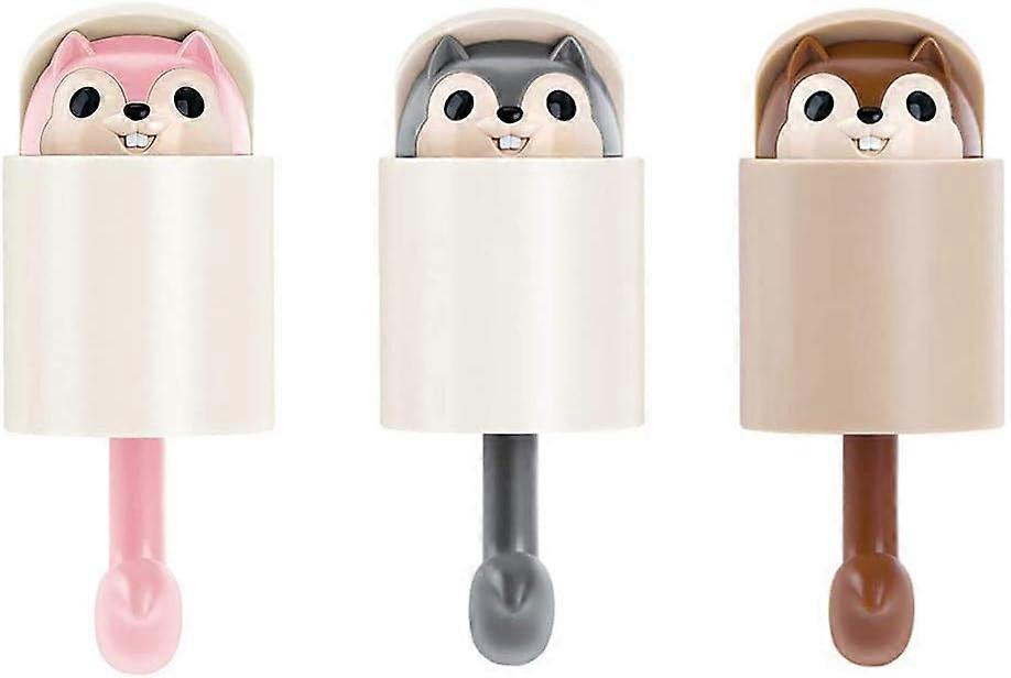 Set of 3 Squirrel Hooks, Kids Sticky Hooks, Towel Hooks, Sticky Hooks, Animal Wall Hooks for Dresses