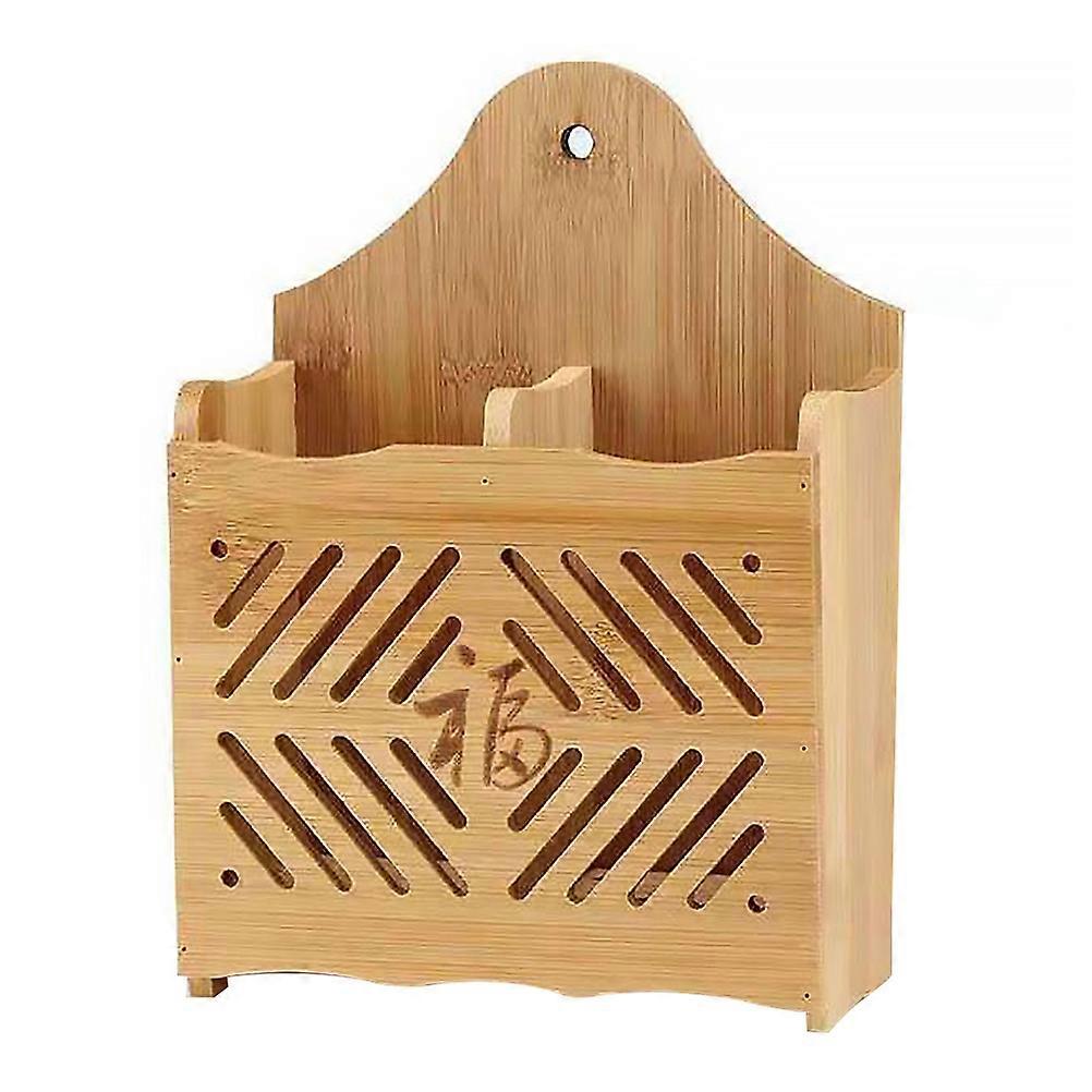 1pc Wall-mounted Bamboo Kitchen Chopsticks Organizer Flatware Countertop Holder