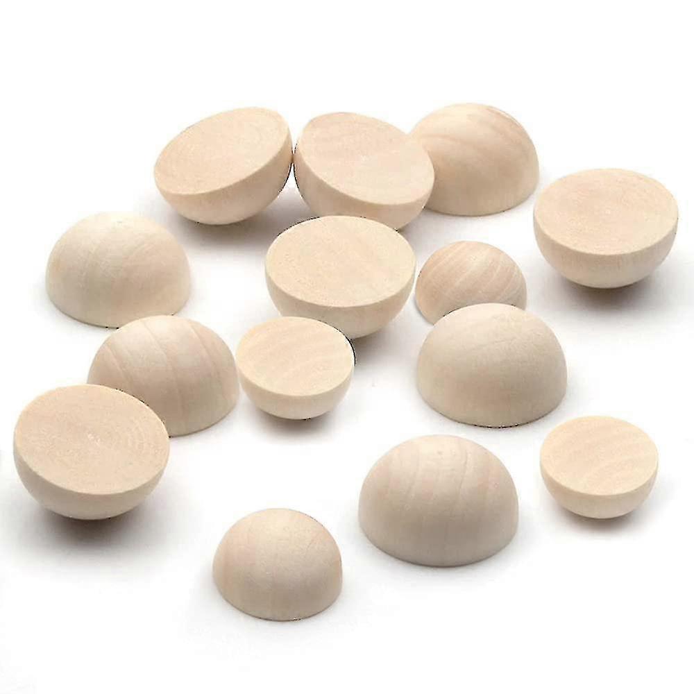 Μισές ξύλινες χάντρες 100pcs ημιτελείς φυσικές μισές ξύλινες μπάλες, χωρισμένα στολίδια σφαιρών ξύλου για τη διακόσμηση χειροτεχνίας Diy για το σπίτι