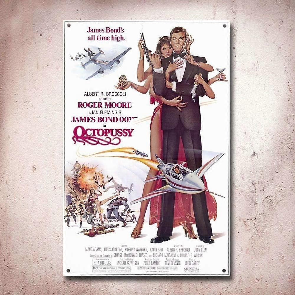 الأخطبوط جيمس بوند فيلم القصدير تسجيل علامة معدنية علامة القصدير 7.8X11.8 بوصة