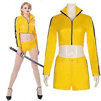 キルビルVol.1花嫁コスチューム黄色の制服服女性用ハロウィン 