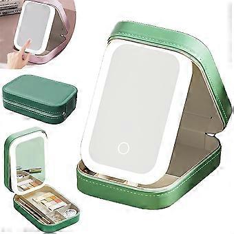 Mini Travel LED Adjustable Makeup Mirror with Makeup Bag, Three Colors Brightness LED Lights Makeup Mirror Rechargeable