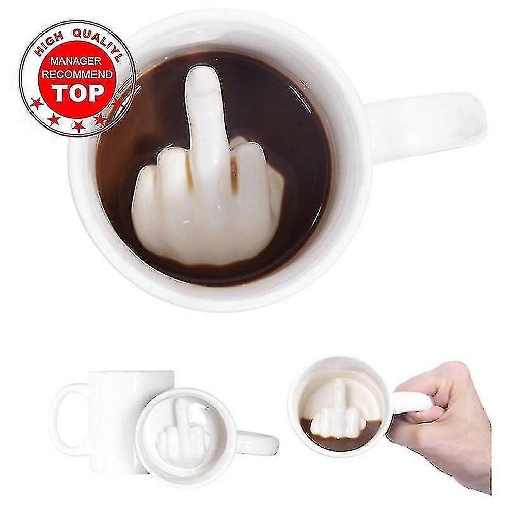 Creative Design White Finger Mug 300ml Capacity