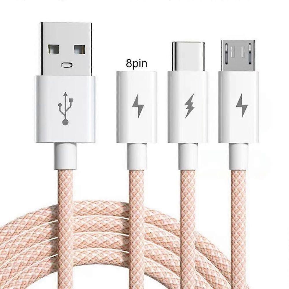 Fast Charging Cable 3-in-1 Anti-Winding with Smart Chip 66W 6A Multi-Device Support Charging Cable Phone Supplies