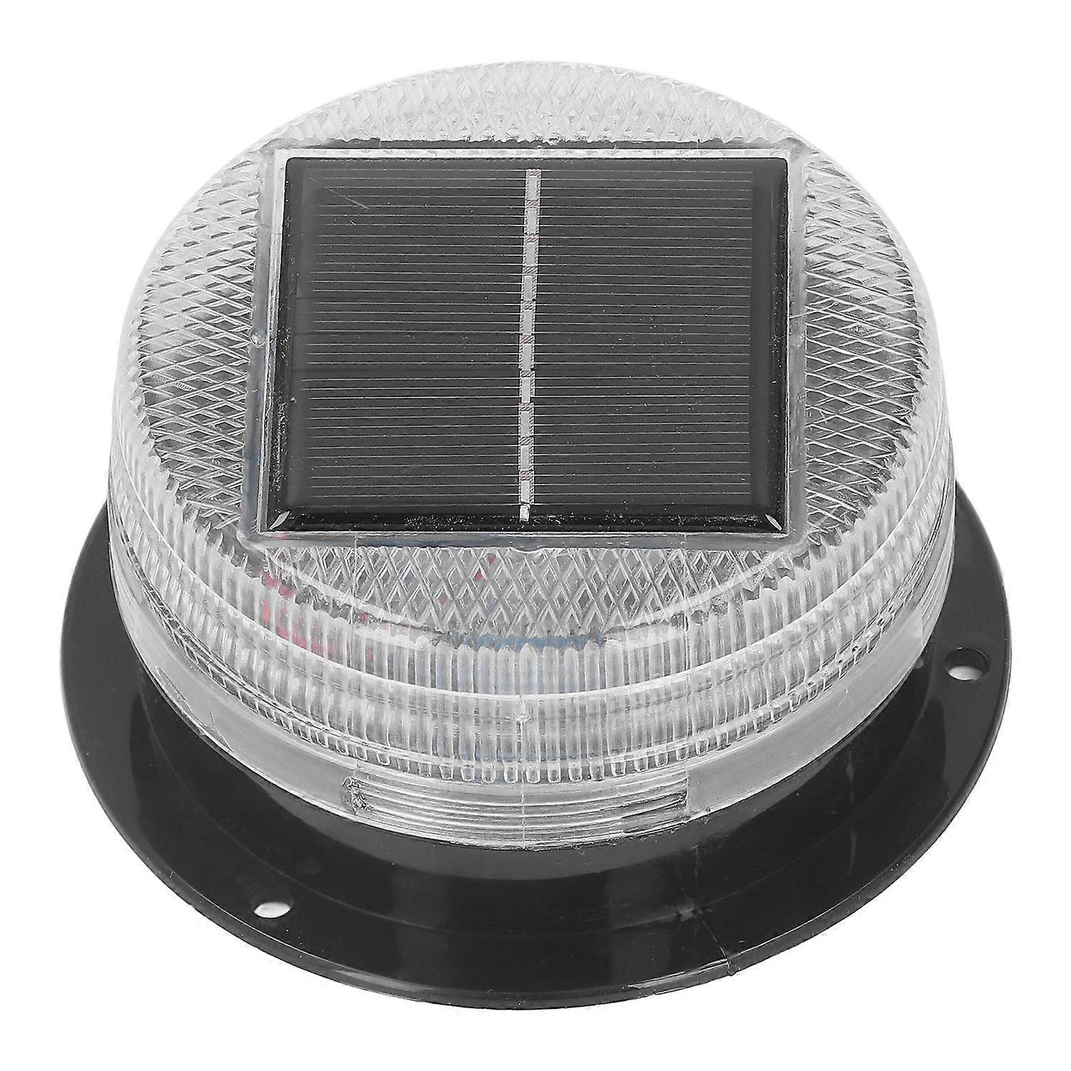 Solar Warning Light 6 LED Beads Red Blue Alternate Waterproof Round Portable Road Warning Light
