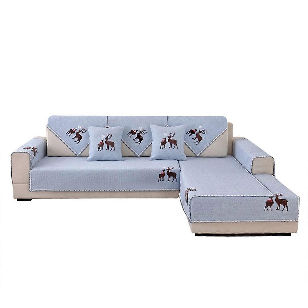 Modern Cotton Sofa Cover Mat Protector Home Cartoon Pattern Blue (90*90cm)