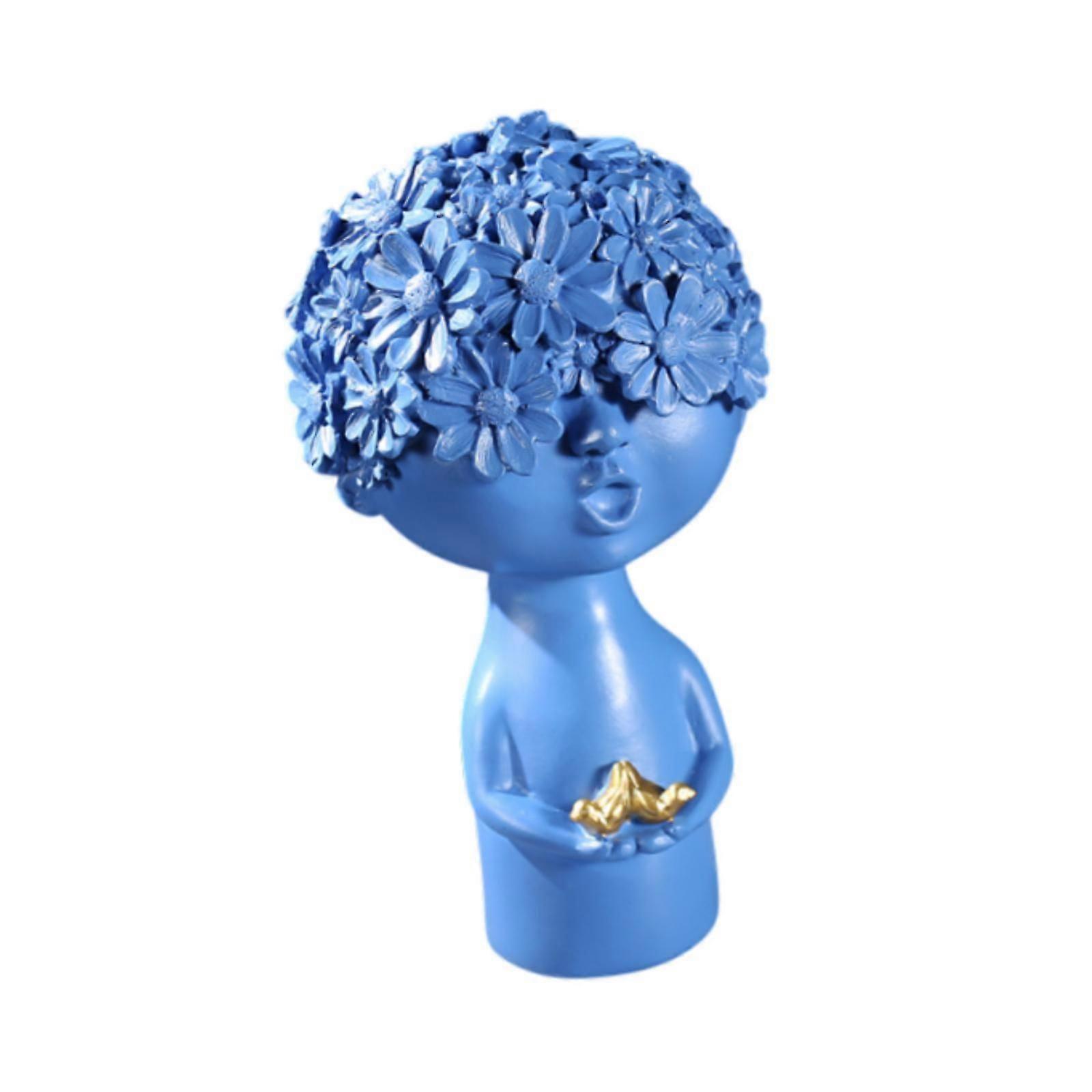 Creative Character Statue Desktop Ornament for Living Room Bookshelf Wedding Blue