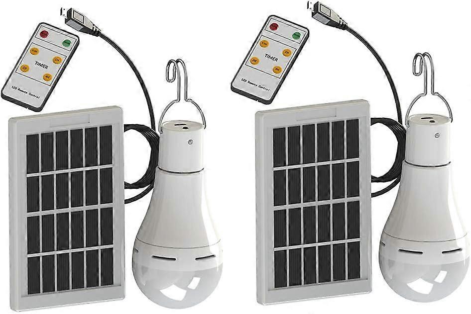 Lampada solare a LED, lampadine super luminose a energia solare da 9 W con telecomando-solare da campeggio / luce di emergenza per escursioni in campeggio, 2 pezzi