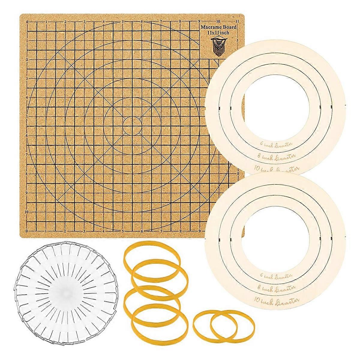 Makramee-Brett und Stecknadeln, 12x12 in Makramee-Projektplatte, Makramee-Bastelbrett zum Flechten von Armbandschals Craft Round Set