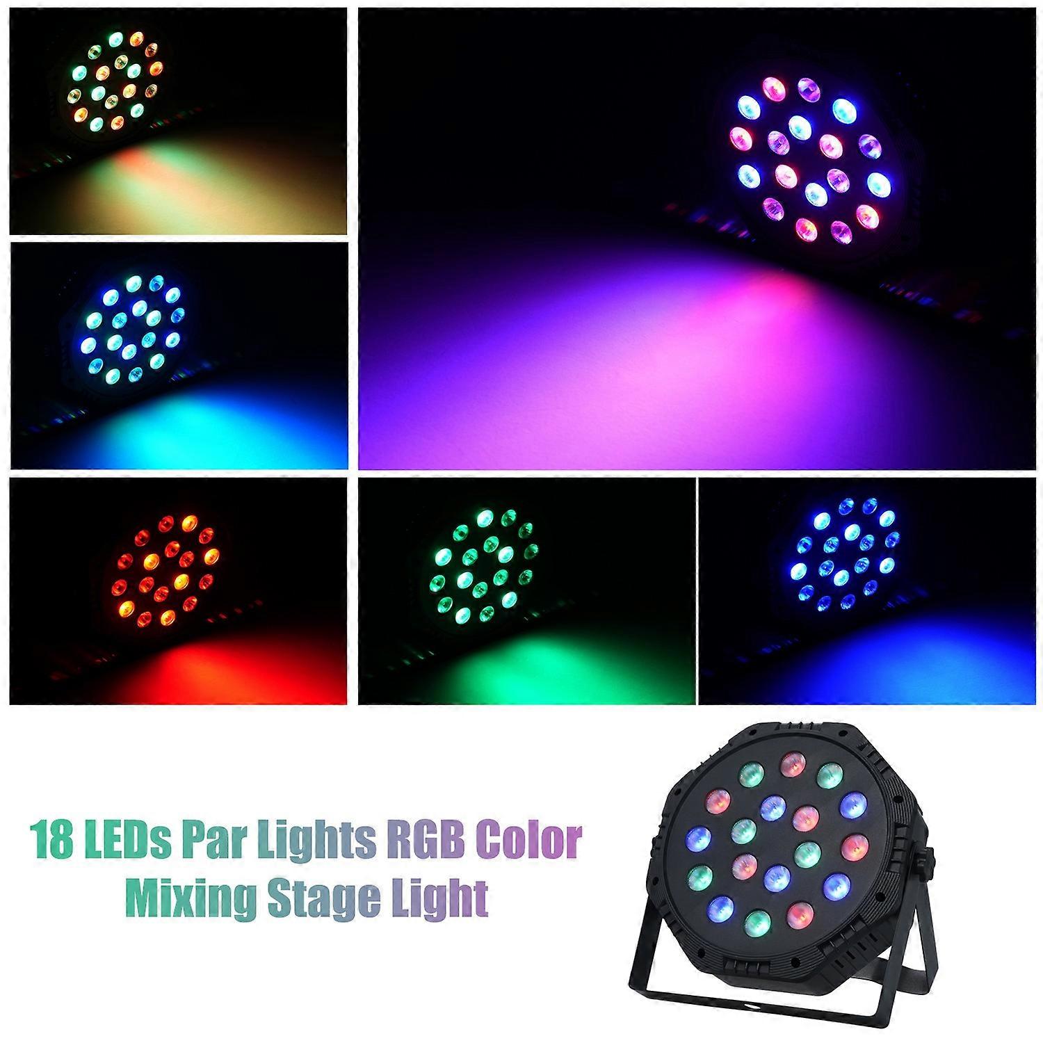 18 LEDs Par Lights RGB Color Mixing Stage Light Support DMX512 Sound Activated Auto-run Master-slave
